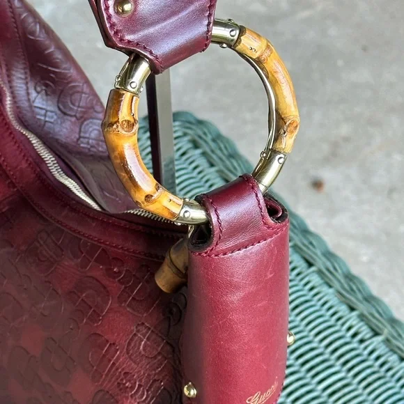 ❤️‍🔥🚫SOLD🚫AUTHENTICATED Bordeaux Gucci horse bit bamboo hobo bag❤️‍🔥 - Picture 3 of 13